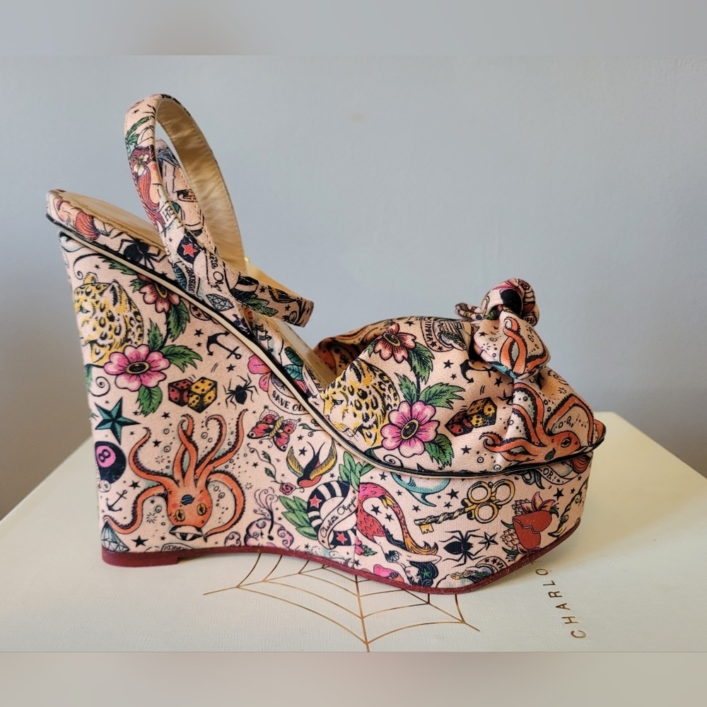 Charlotte Olympia Miranda Inked Wedges, VGUC, Size 5 - Picture 6 of 13